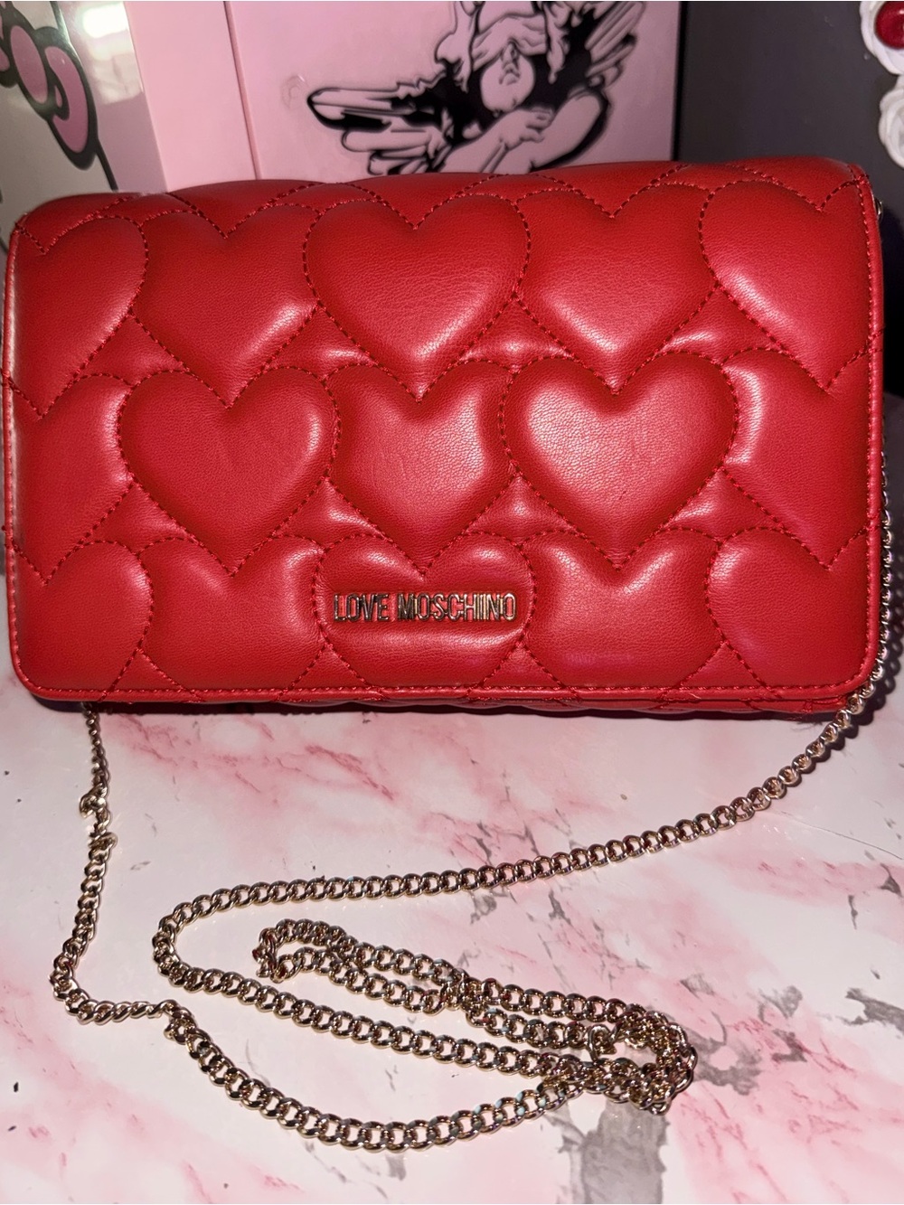 Love Moschino Red Heart Pattern Crossbody - Picture 14 of 16